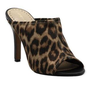 Adrienne Vittadini Leapord Open Toed Kitten Heels Sandal